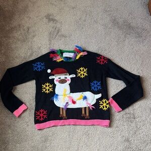 Derek Heart Llama Christmas Sweater Colorful Snowflake Holiday Sweater SIZE S